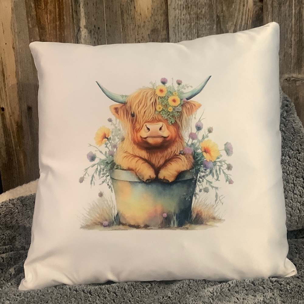 New custom highland cow pillow